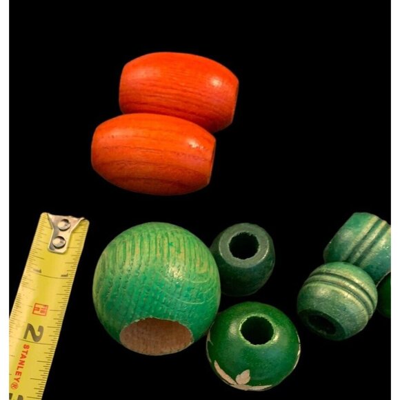 40 NOS Vintage Wood Macramé Beads Crafting 1970s 70s Rope Plant Hanger Crafts - Picture 6 of 7